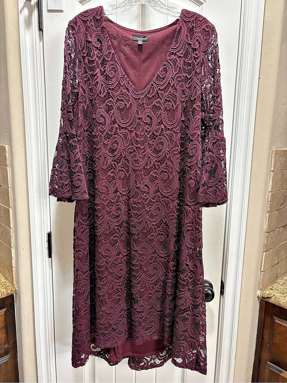 Lane Bryant Paisley Lace Midi Dress Burgundy Size 14/16 Like New